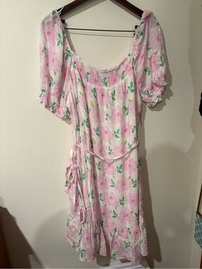 Floral Draper James Puff-Sleeve Midi Dress in Pink